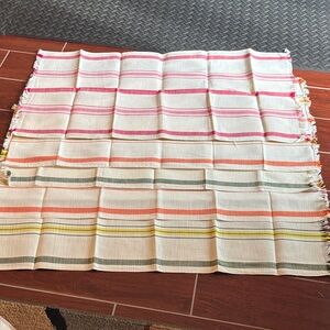 5 Striped Multicolor Table Runners vintage 3’x18”